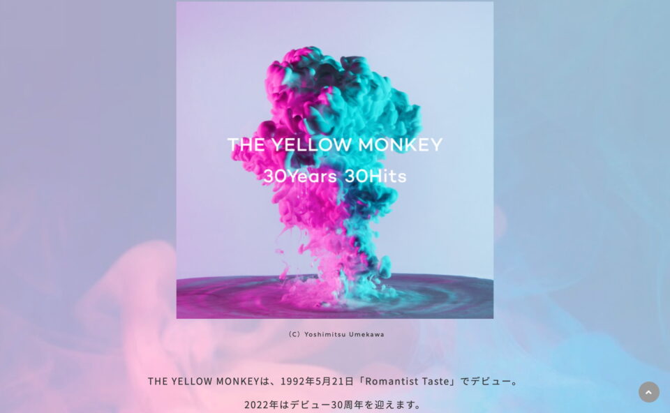 THE YELLOW MONKEY major debut 30th anniversaryのWEBデザイン