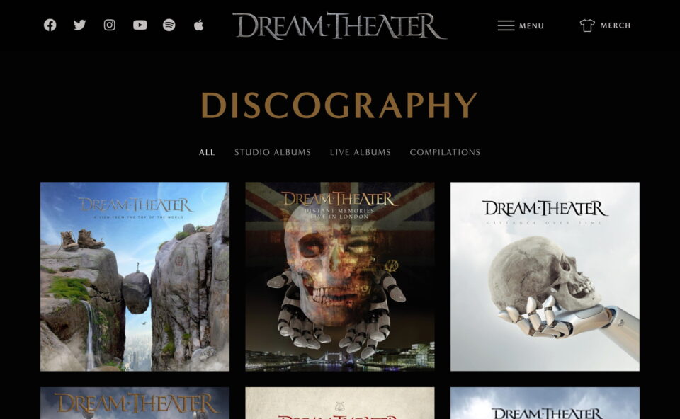 Dream Theater – Official WebsiteのWEBデザイン