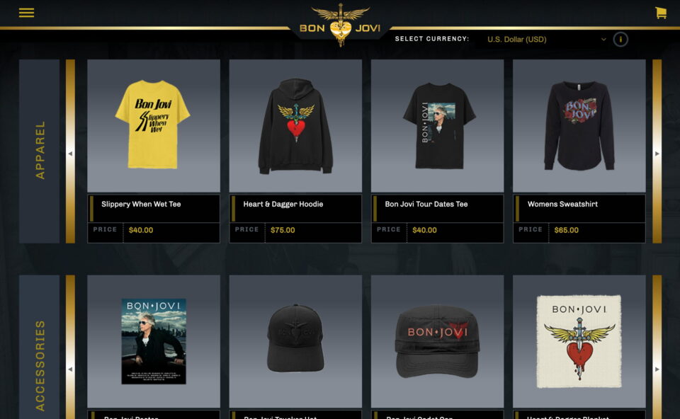 Bon Jovi Official Online StoreのWEBデザイン