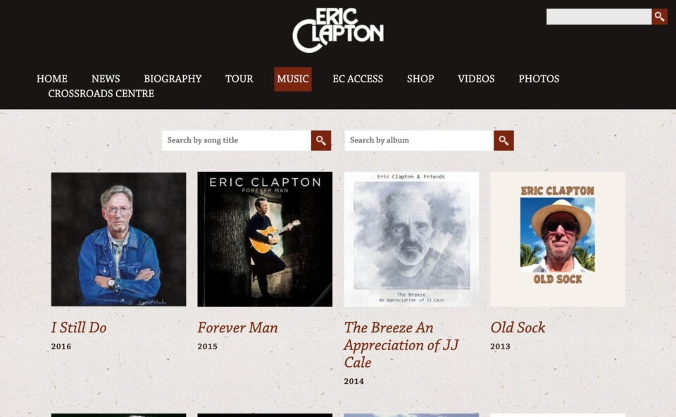 Eric Clapton Official WebsiteのWEBデザイン