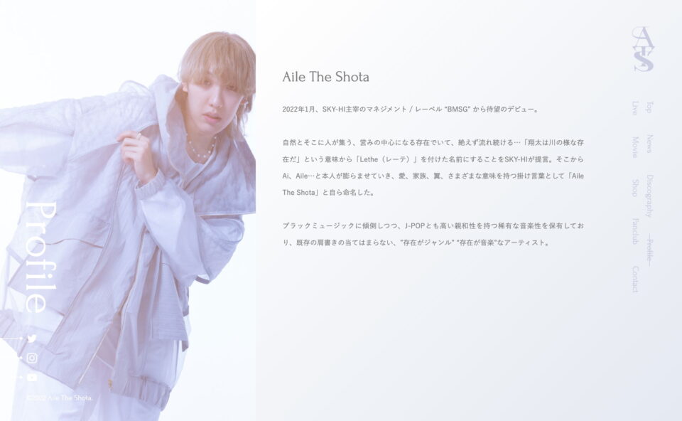 Aile The ShotaのWEBデザイン