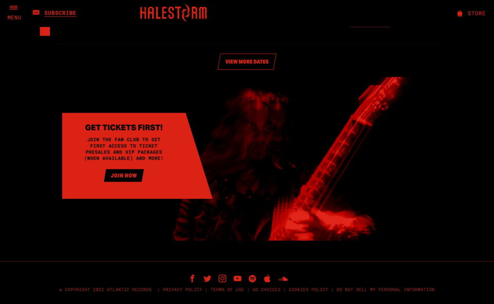 Halestorm Official SiteのWEBデザイン