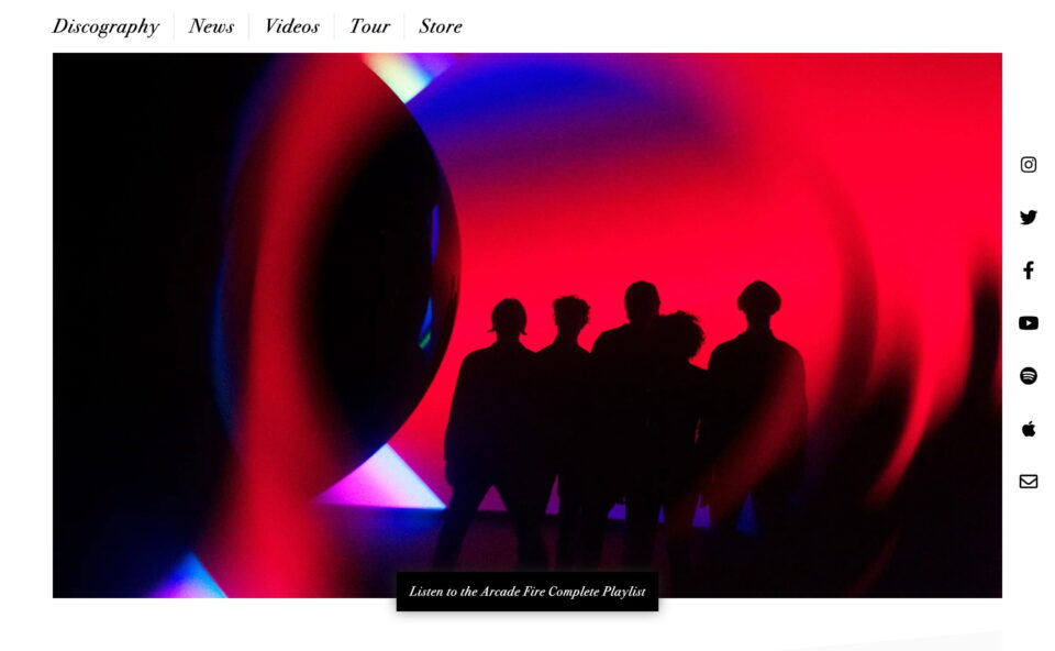 Arcade Fire | The Official WebsiteのWEBデザイン