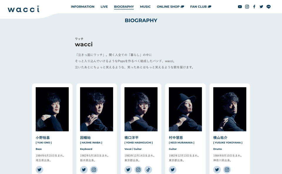 wacci – ワッチ 公式ウェブサイトのWEBデザイン