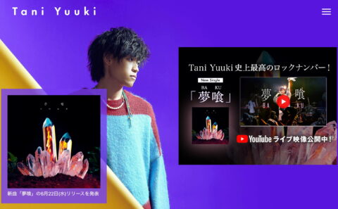 Tani Yuuki Official SiteのWEBデザイン