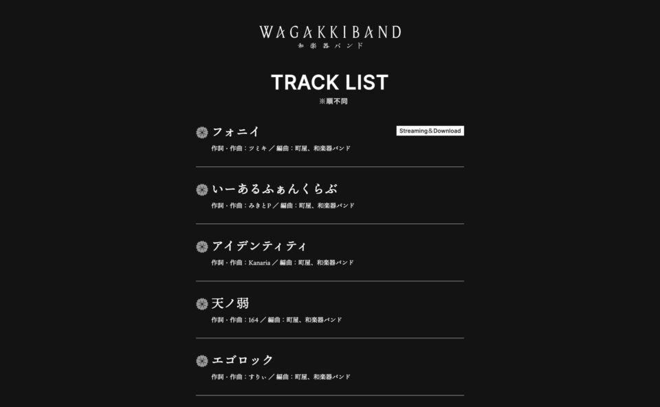 WGB(和楽器バンド)*WagakkiBand New Album『ボカロ三昧 2』SPECIAL SITEのWEBデザイン