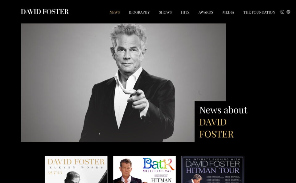 David Foster | Official SiteのWEBデザイン