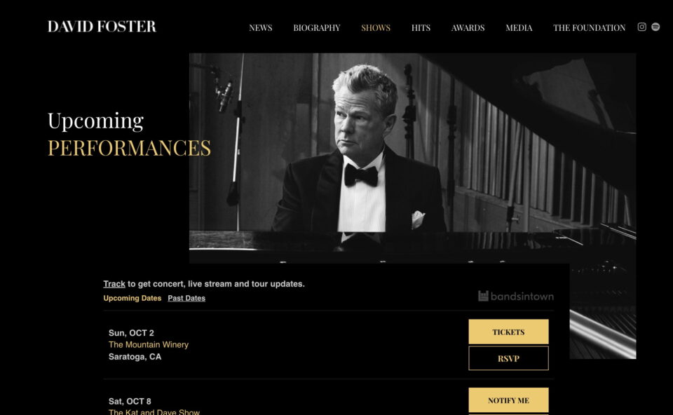 David Foster | Official SiteのWEBデザイン
