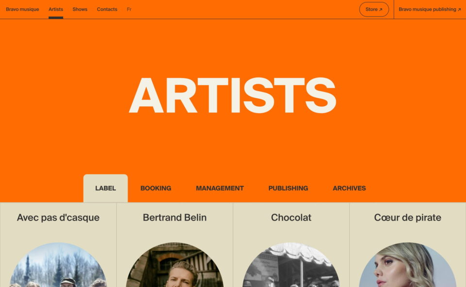Bravo musique – Music and talent labelのWEBデザイン
