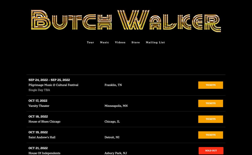Butch WalkerのWEBデザイン