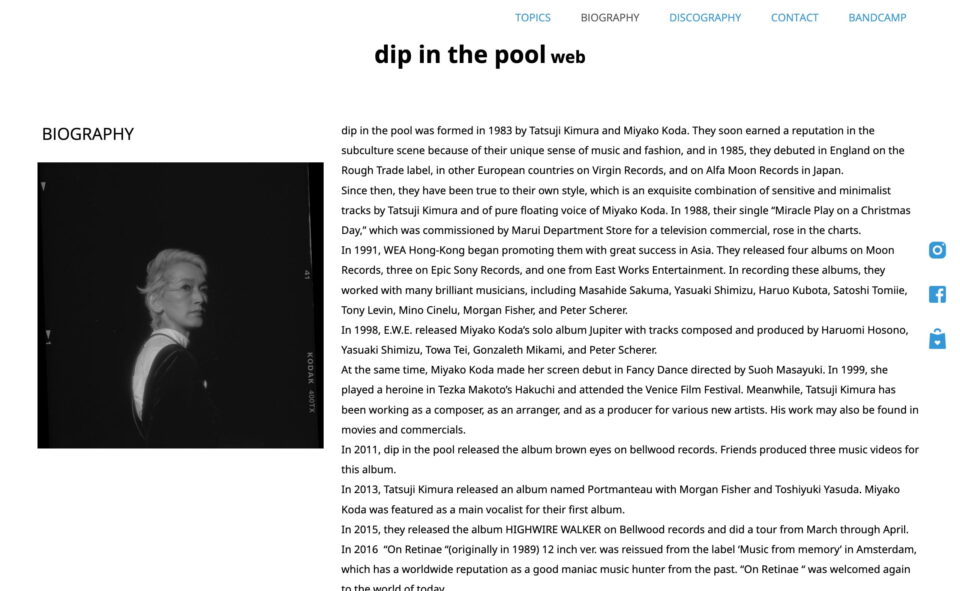 dip in the poolのWEBデザイン