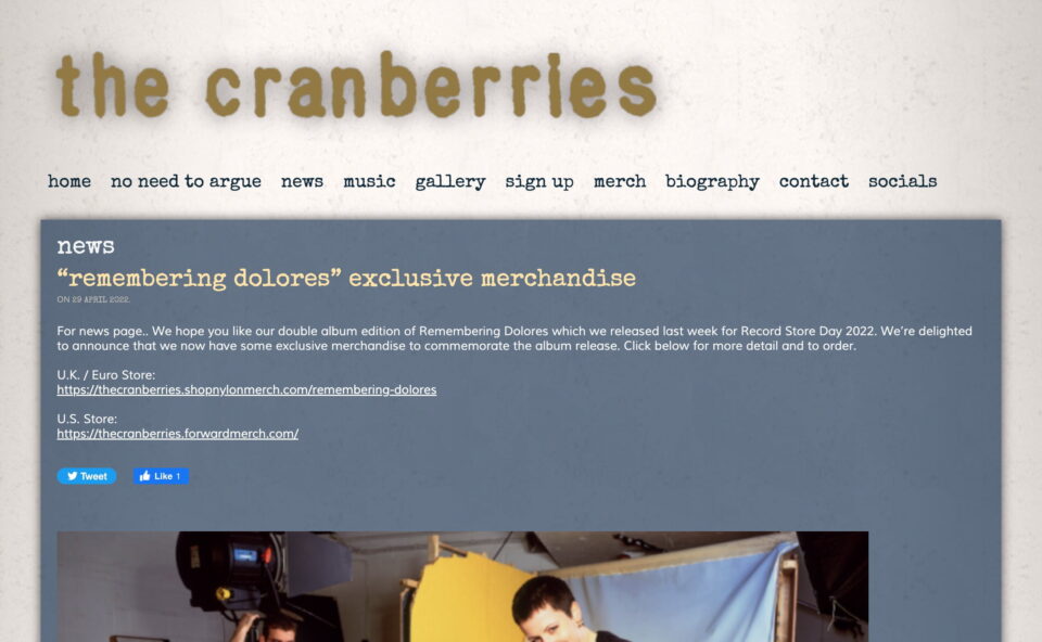 The Cranberries :: Official Website – homeのWEBデザイン