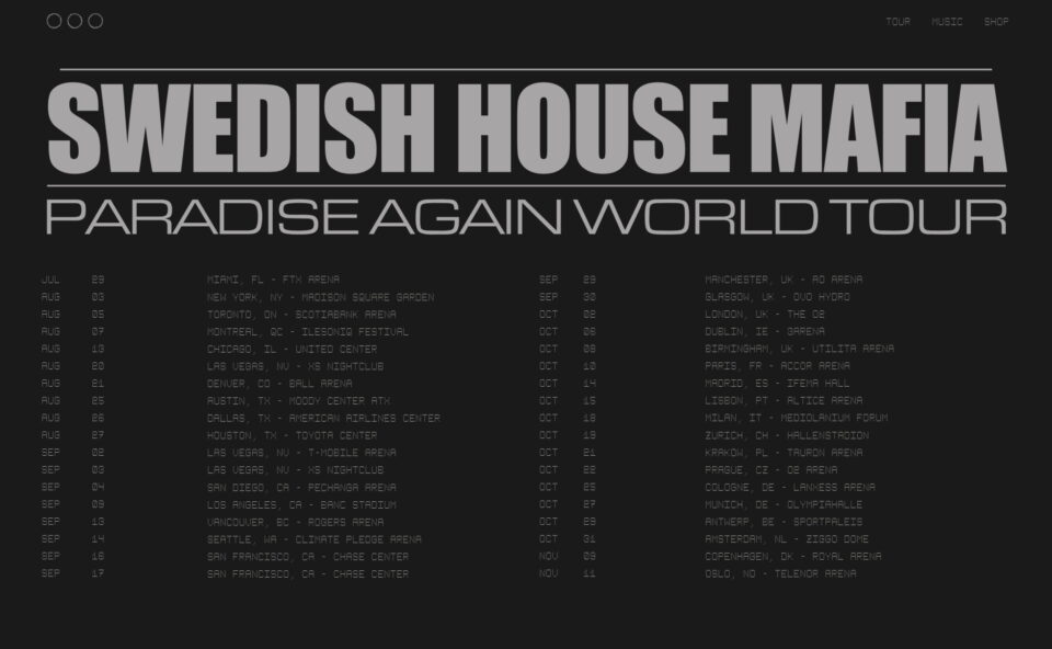 Swedish House Mafia1のWEBデザイン