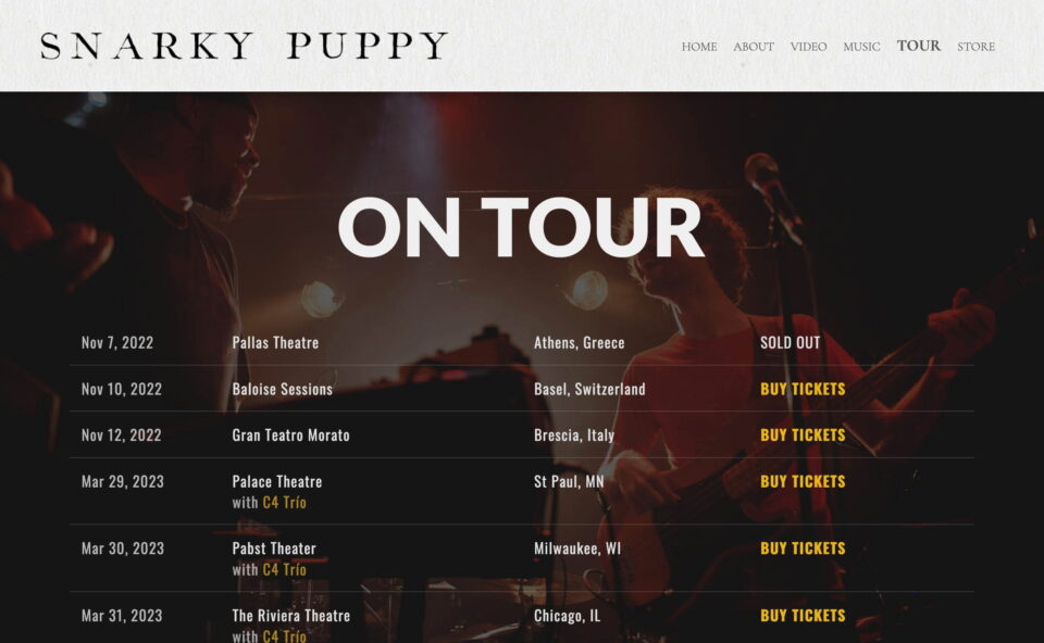 Snarky Puppy | 2021 GRAMMY®-WINNING LIVE AT THE ROYAL ALBERT HALL available nowのWEBデザイン