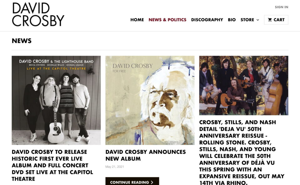 David Crosby | Official WebsiteのWEBデザイン