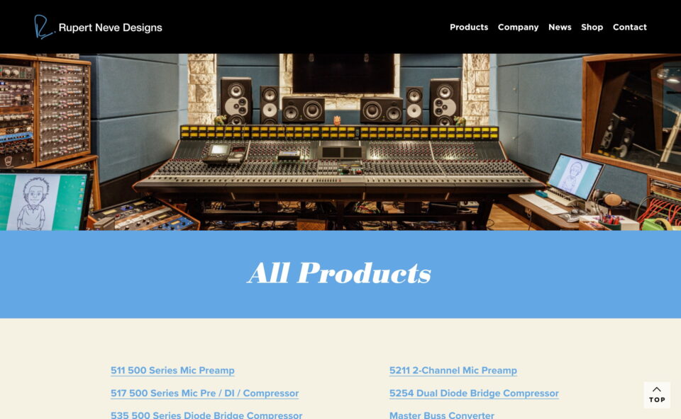 Rupert Neve Designs – The Most Trusted Name in Sound.のWEBデザイン