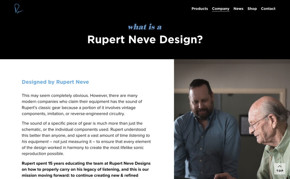 Rupert Neve Designs – The Most Trusted Name in Sound.のWEBデザイン