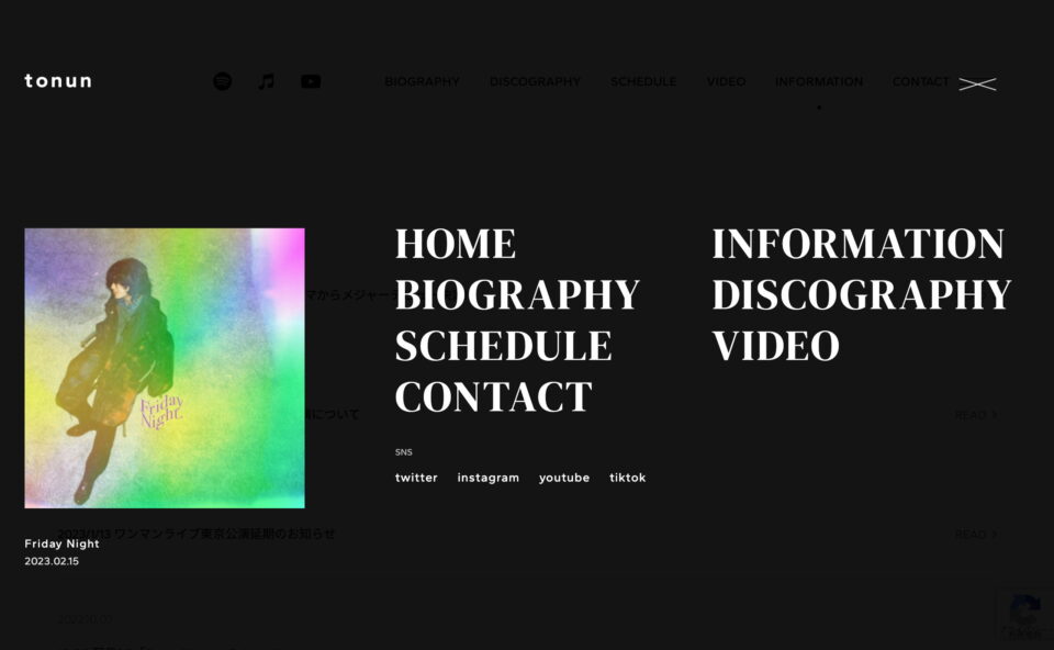 tonun オフィシャルホームページのWEBデザイン