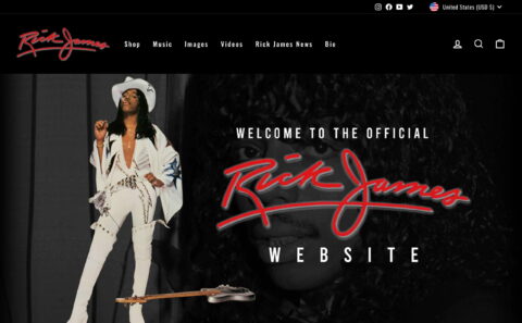 Rick James Official Site and Merchandise – Rick James MerchのWEBデザイン