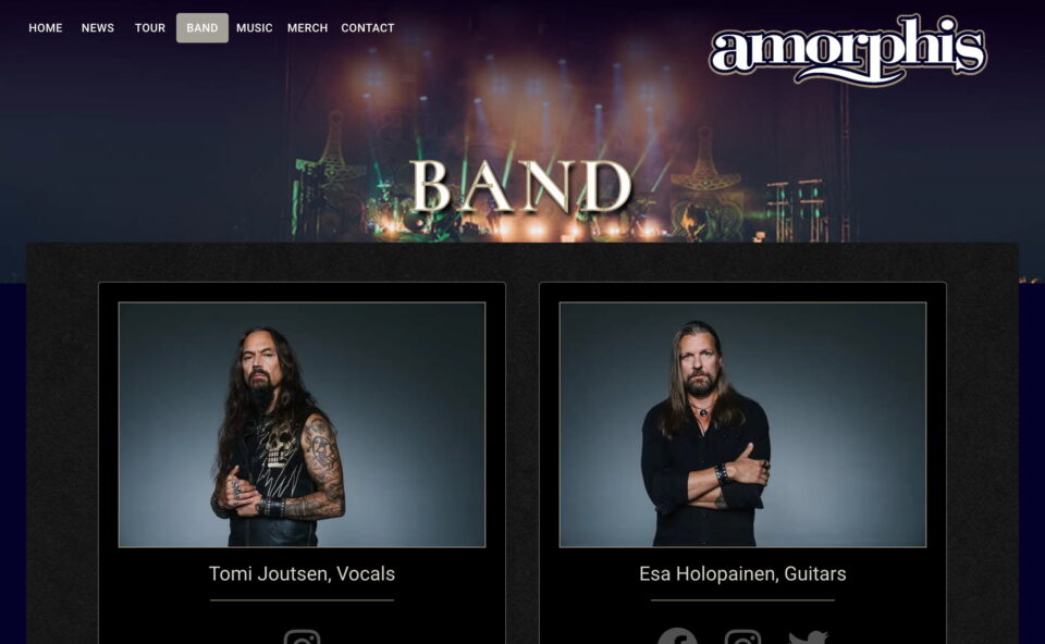 Amorphis – Official WebsiteのWEBデザイン