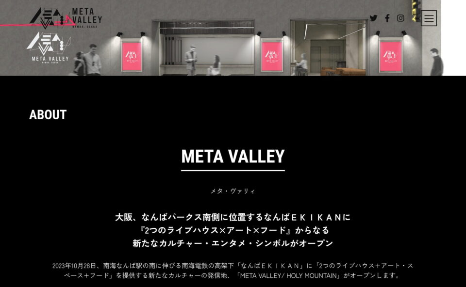 META VALLEY メタ・ヴァリィのWEBデザイン