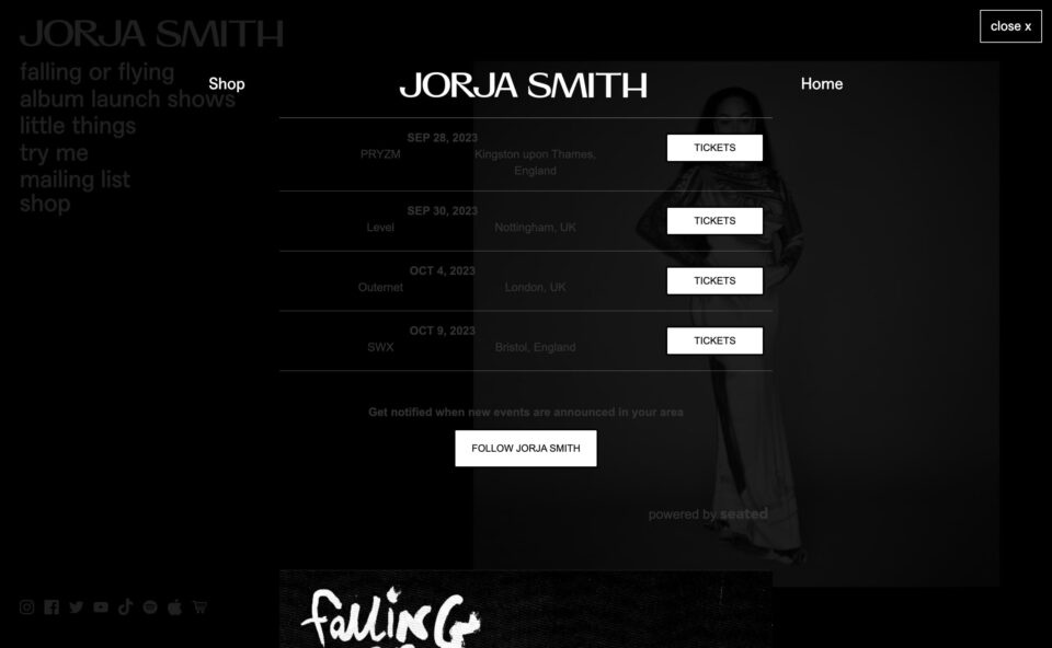 Jorja Smith | Official WebsiteのWEBデザイン