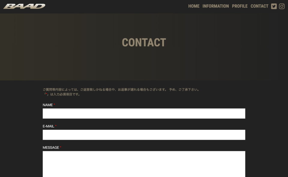 BAAD Official websiteのWEBデザイン