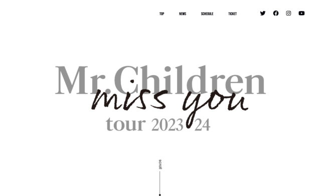 Mr.Children tour 2023/24 miss youのWEBデザイン