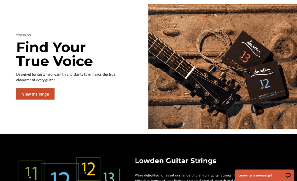 Lowden Guitars – Handmade and Hand built Acoustic Guitar Range from Downpatrick, IrelandのWEBデザイン
