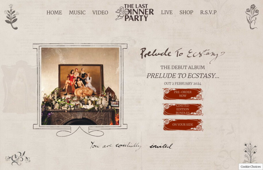 The Last Dinner Party – Official SiteのWEBデザイン