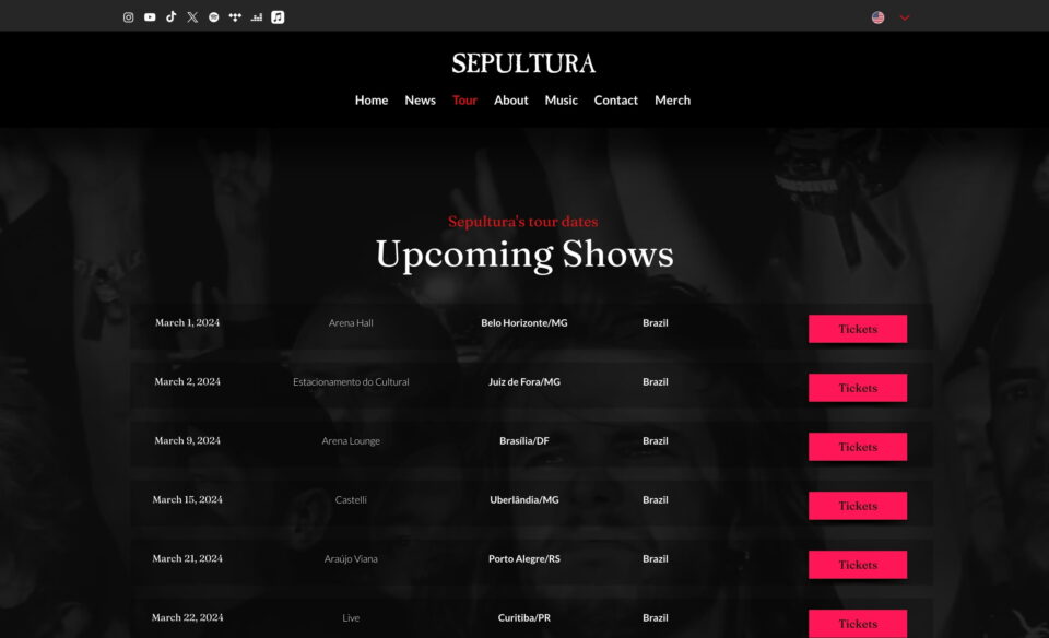 Sepultura | Official WebsiteのWEBデザイン