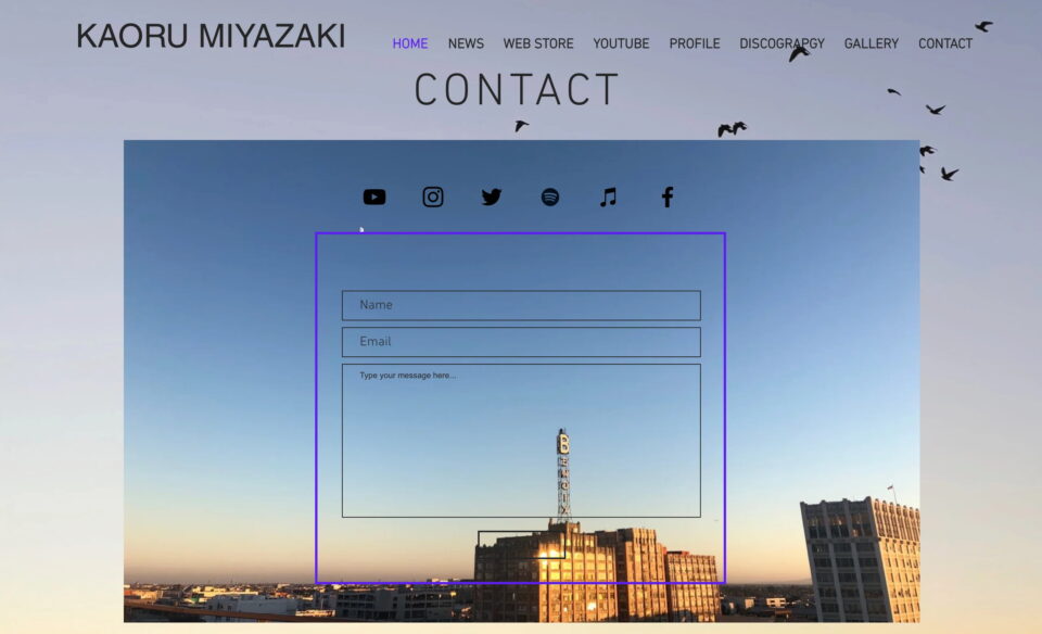 Kaoru Miyazaki Official WebsiteのWEBデザイン