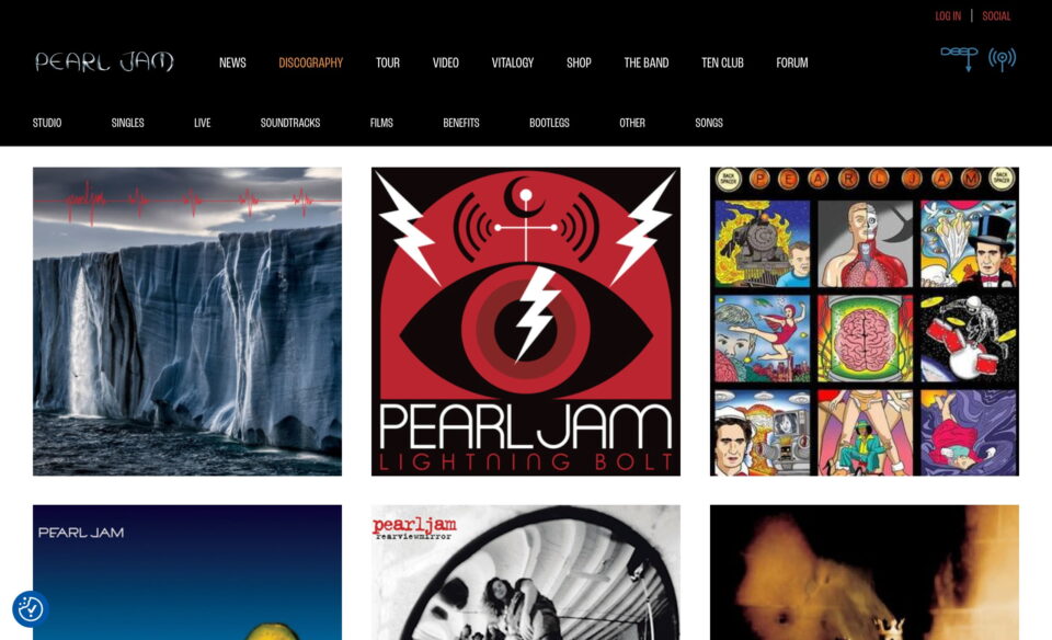 Pearl Jam – HomeのWEBデザイン