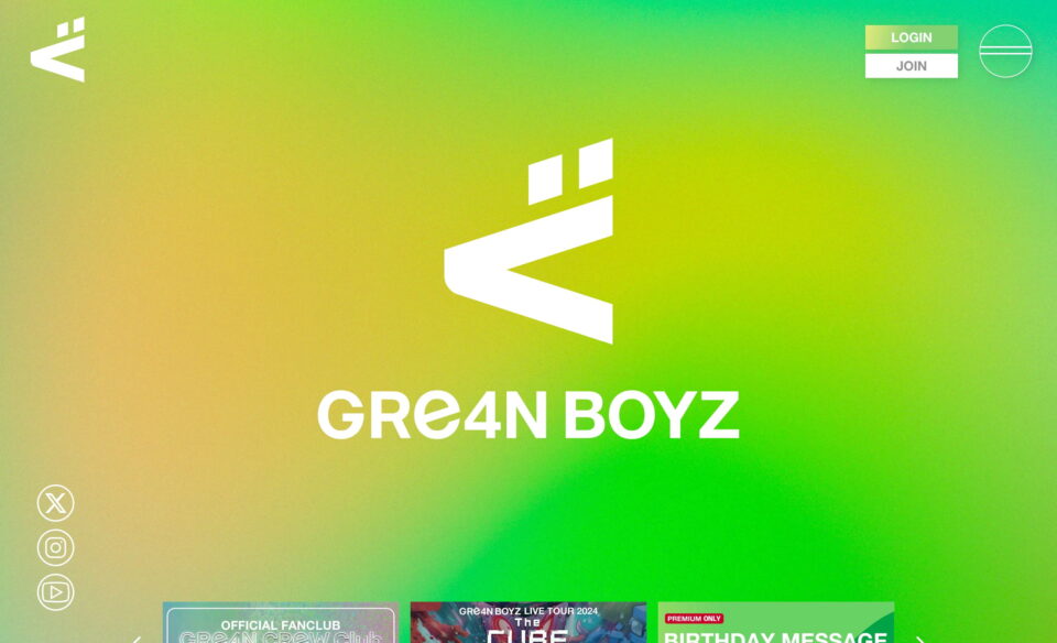 GRe4N BOYZ OFFICIAL SITEのWEBデザイン