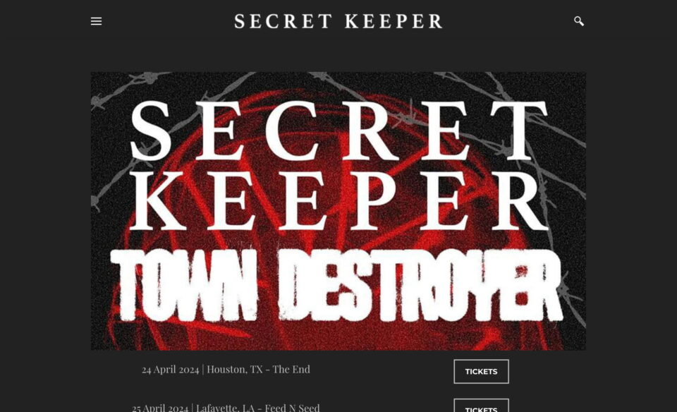 Secret Keeper – Home | Official Site for Secret KeeperのWEBデザイン