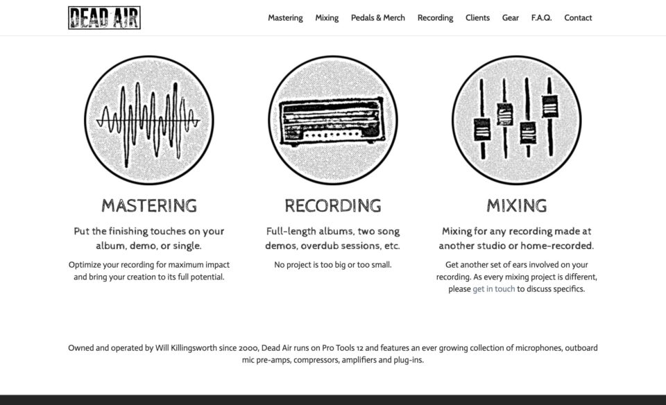 Dead Air StudiosのWEBデザイン