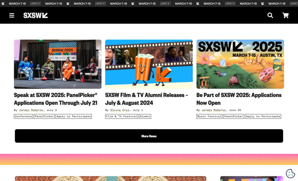 SXSW Conference & Festivals | March 7-15, 2025のWEBデザイン