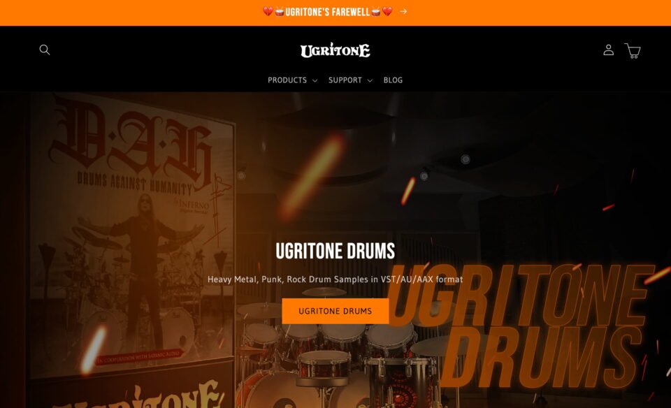 Ugritone – Metal VST Plugins, MIDI Packs and Drum SamplesのWEBデザイン