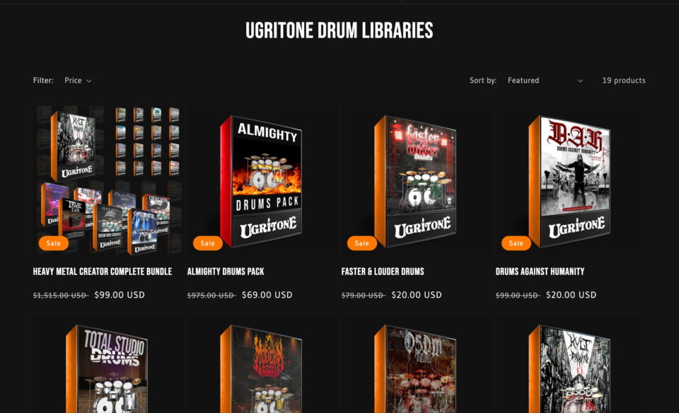 Ugritone – Metal VST Plugins, MIDI Packs and Drum SamplesのWEBデザイン