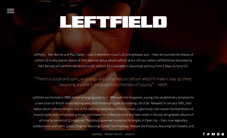 LeftfieldのWEBデザイン