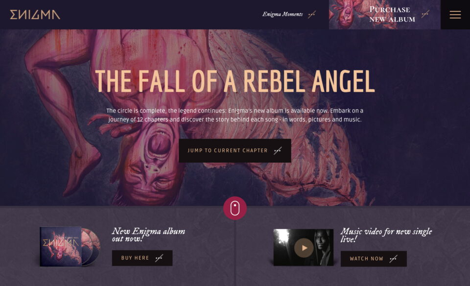 The Fall Of A Rebel Angel | Enigma – Official WebsiteのWEBデザイン