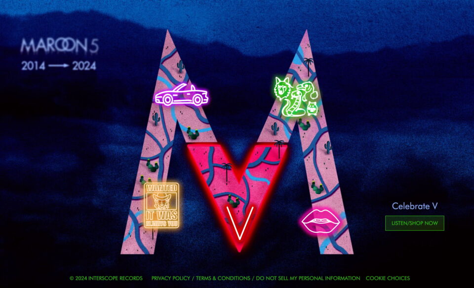 V 10th Anniversary – Maroon 5のWEBデザイン