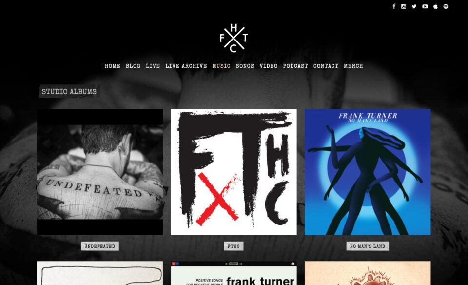 Frank Turner | Official website | News, music, videos, live shows & moreのWEBデザイン