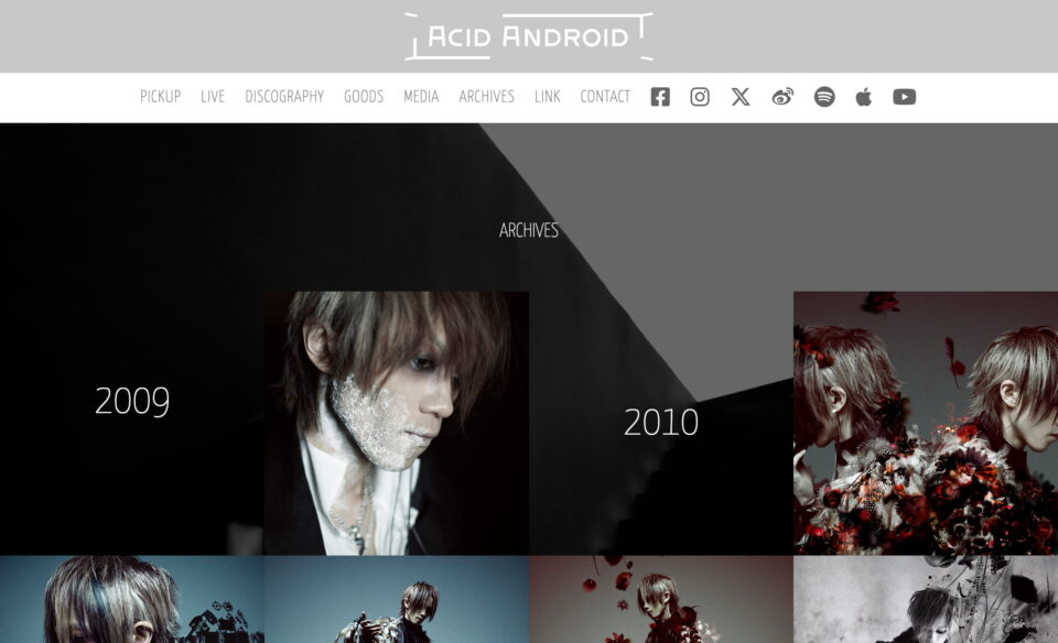 ACID ANDROIDのWEBデザイン