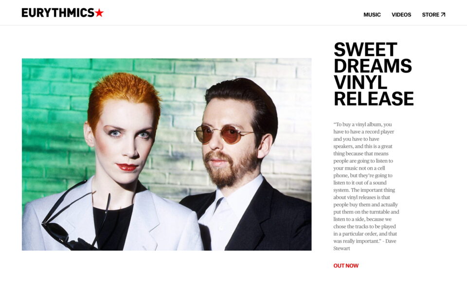 Home – Eurythmics | Official SiteのWEBデザイン