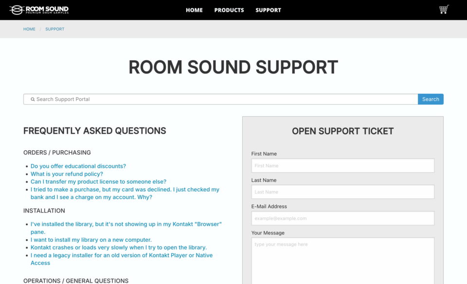 Room Sound Premium Drum SamplesのWEBデザイン