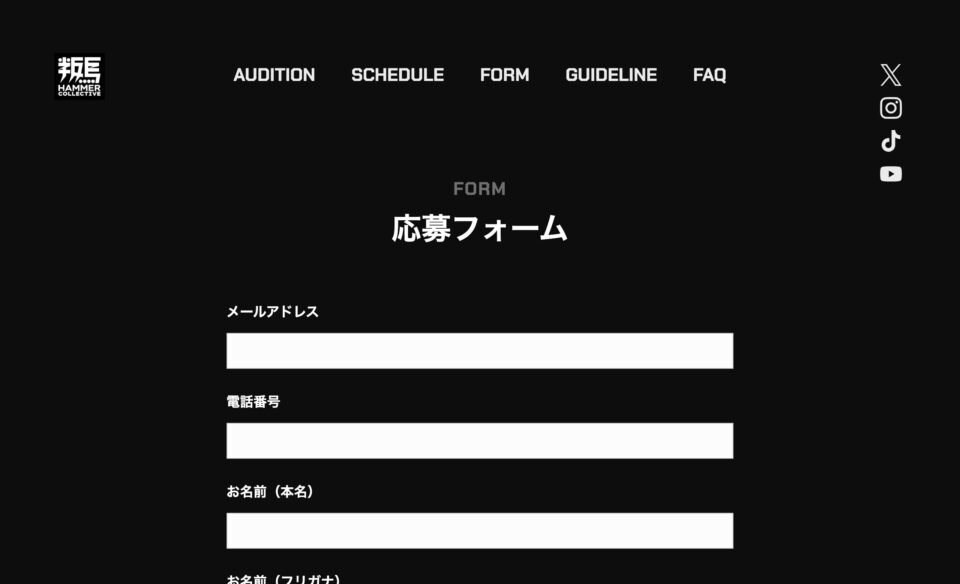 PONY CANYON INC. | HAMMER COLLECTIVE Presents V-Rap Singer Audition 2024のWEBデザイン