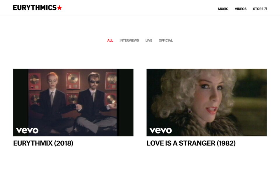 Home – Eurythmics | Official SiteのWEBデザイン