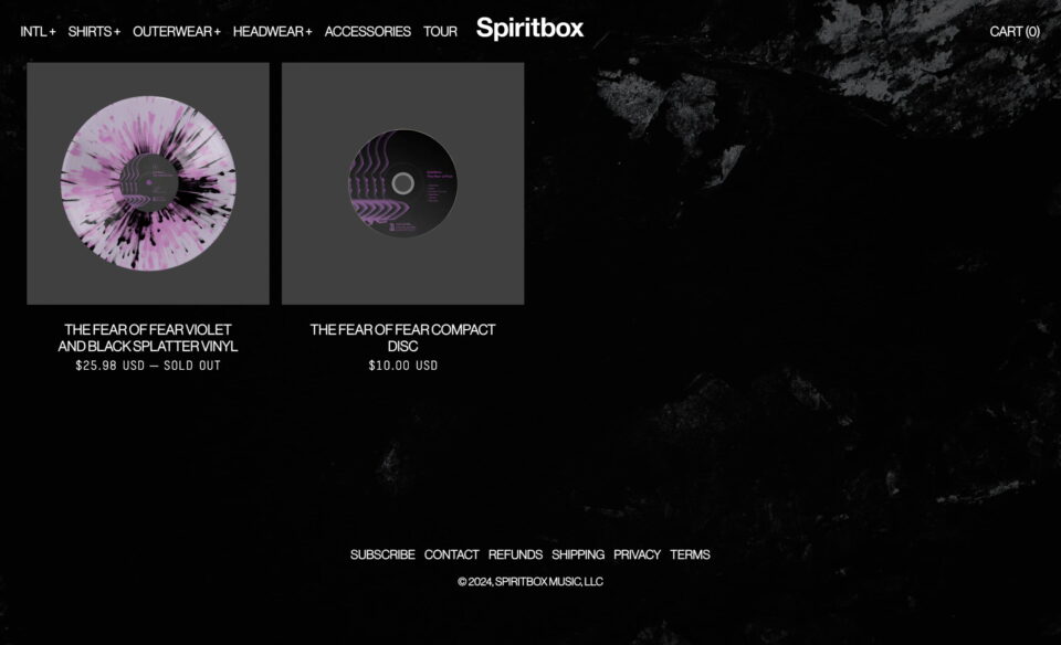 Spiritbox – Official Website – Spiritbox Music, LLCのWEBデザイン