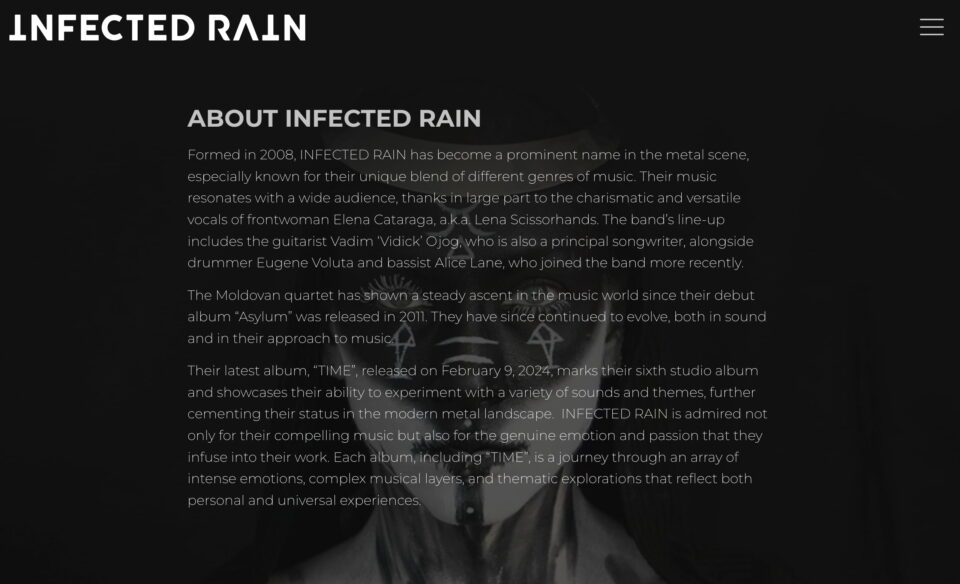 Infected Rain – Metal band from MoldovaのWEBデザイン